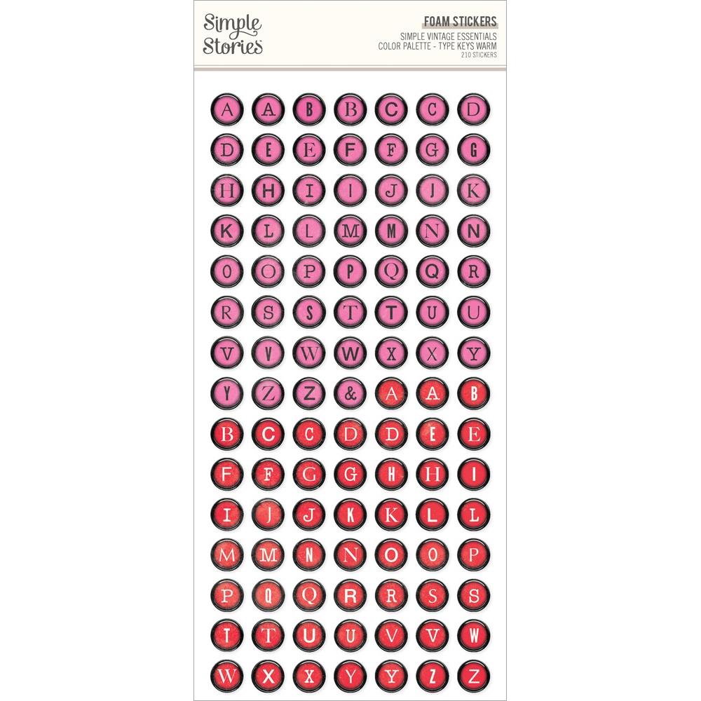 Simple Stories Simple Vintage Essentials Color Palette Foam Stickers: Type Keys Warm, 210/Pkg (VCP22238)