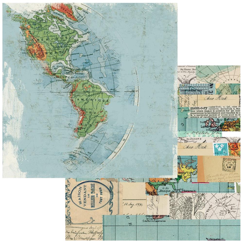 49 and Market Wherever 12"X12" Double-Sided Cardstock: The World Awaits (49WHE1225897)