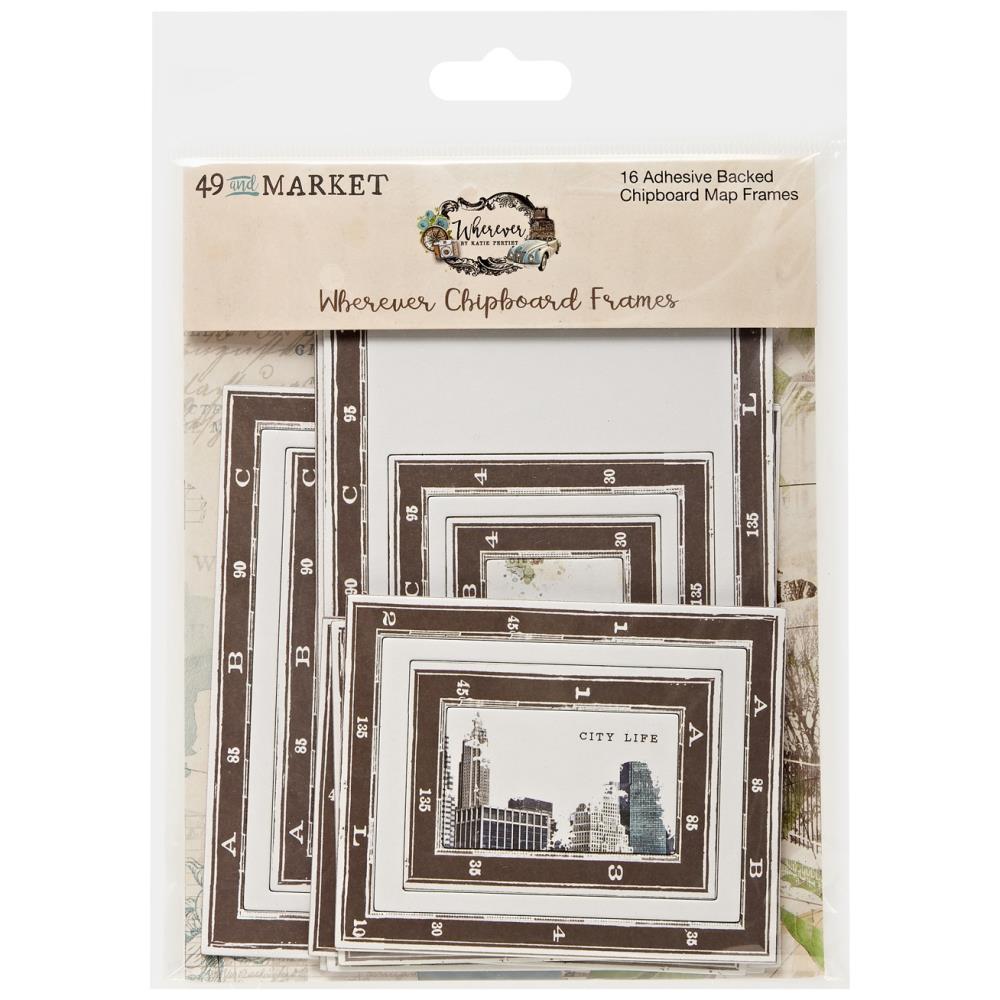 49 and Market Wherever Chipboard Set: Map Frames (WHE26146)