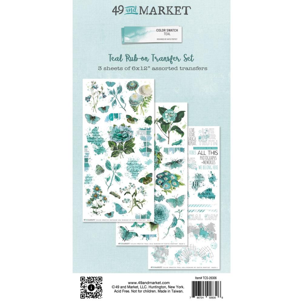 49 and Market Color Swatch: Teal Rub-On Transfer Set (TCS26306)