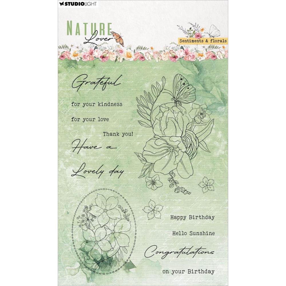 Studio Light Nature Lover Clear Stamps: Nr. 593, Sentiments & Florals (STAMP593)
