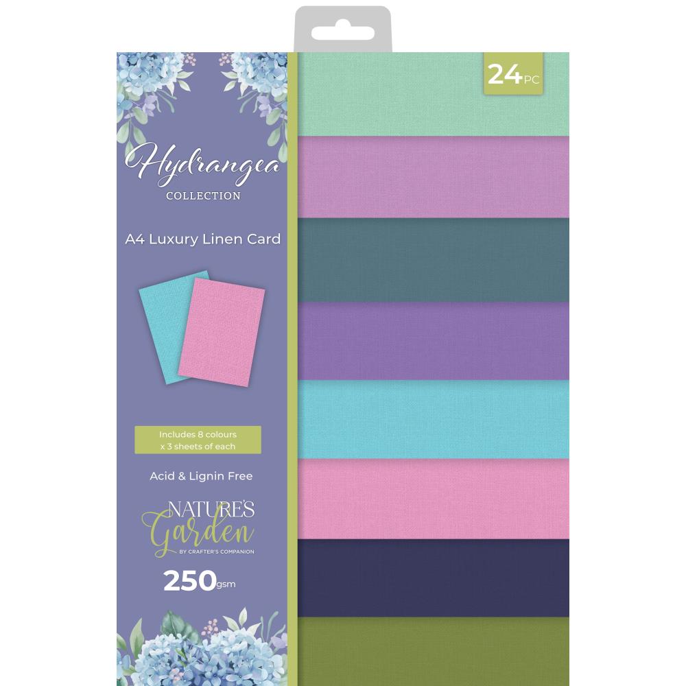 Crafter's Companion Nature's Garden Hydrangea A4 Luxury Linen Card Pack (YLINENA4)