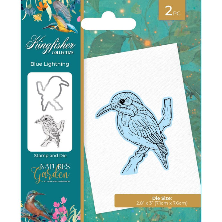 Crafter's Companion Nature's Garden Kingfisher Stamp And Metal Die: Blue Lightning (FSTDBLLI)