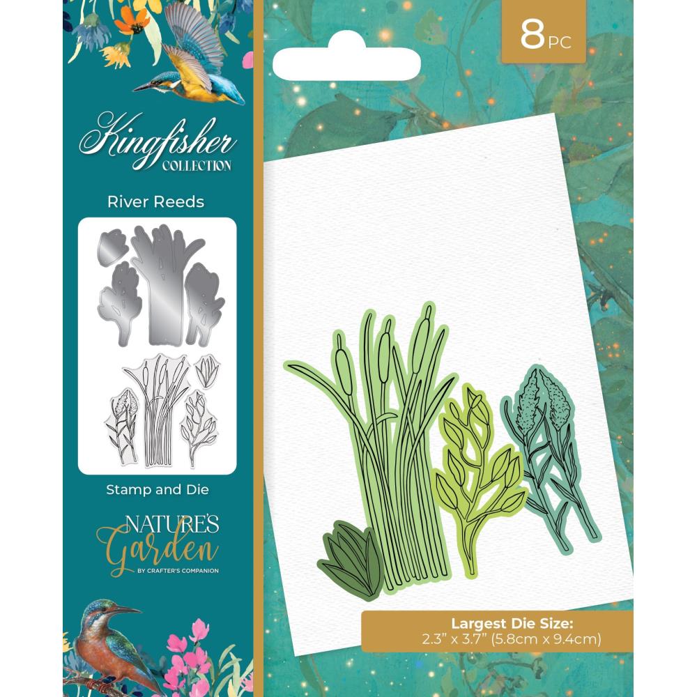 Crafter's Companion Nature's Garden Kingfisher Stamp And Metal Die: River Reeds (FSTDRIRE)