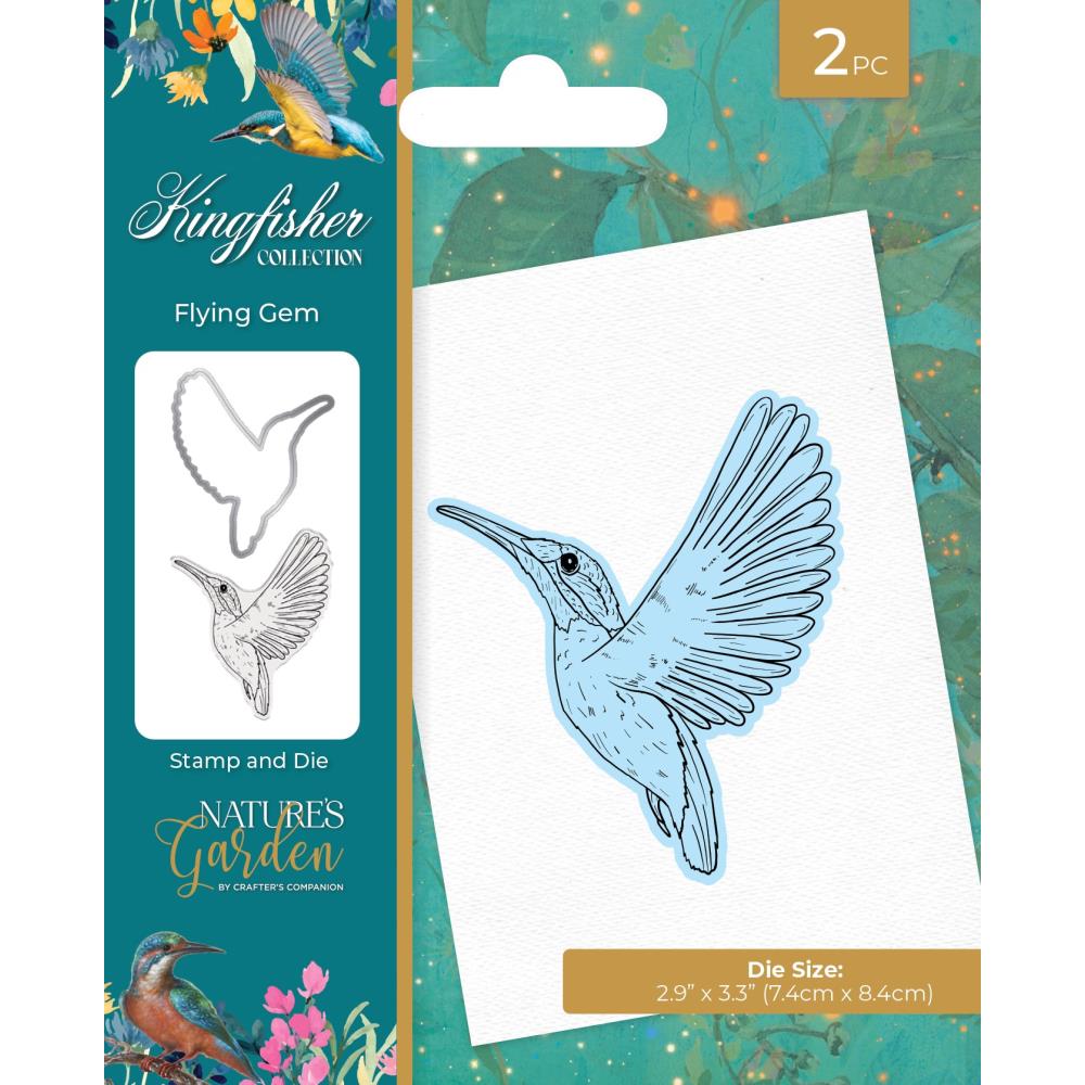 Crafter's Companion Nature's Garden Kingfisher Stamp And Metal Die: Flying Gem (FSTDFLGE)