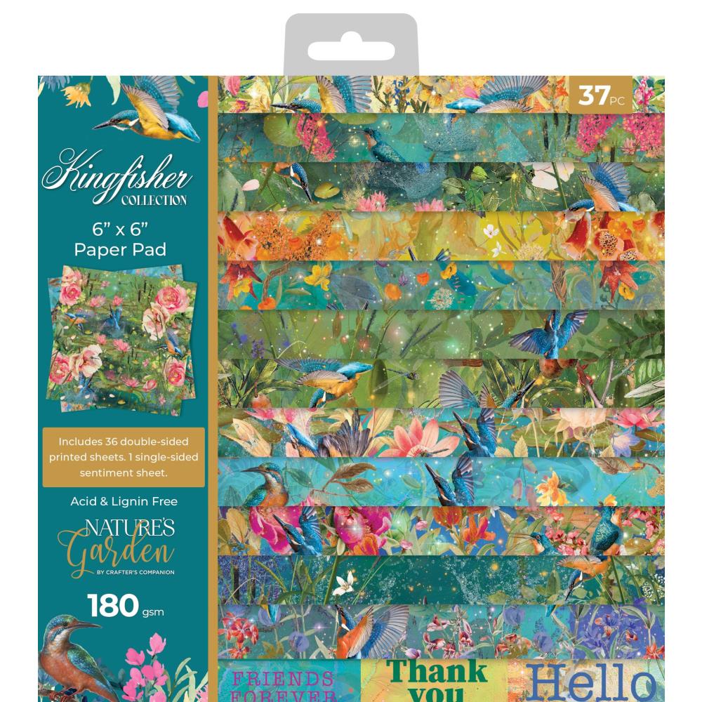 Crafter's Companion Nature's Garden Kingfisher 6"X6" Paper Pad (NGKFPAD6)