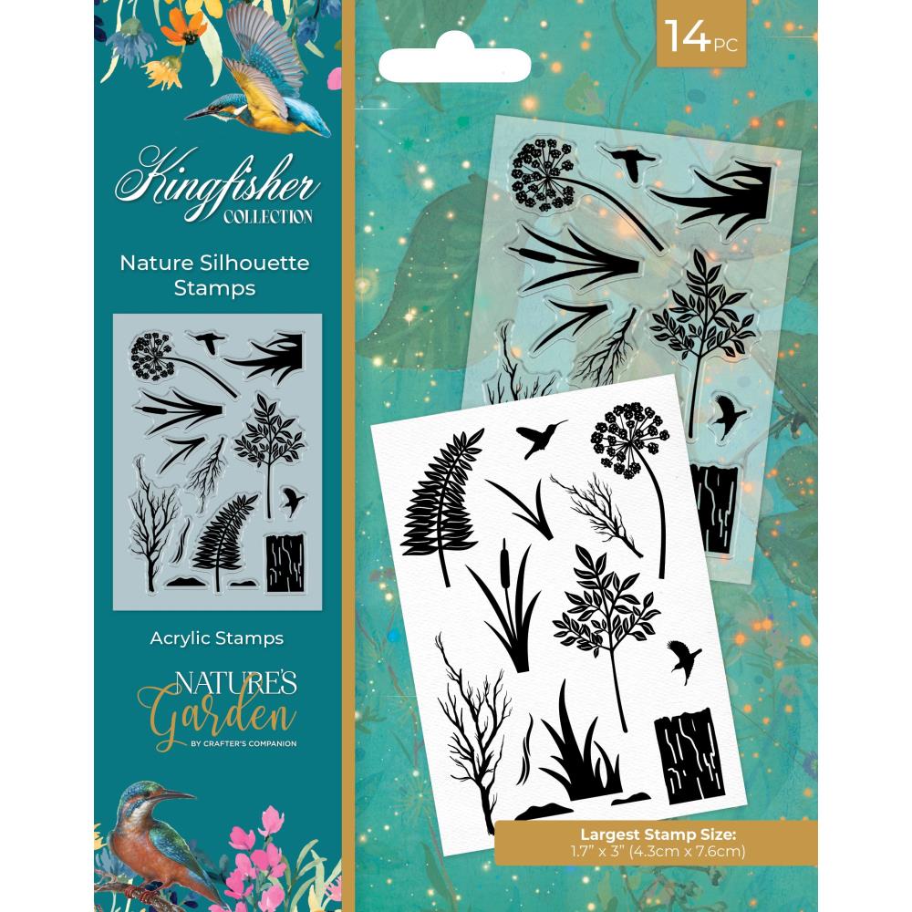 Crafter's Companion Nature's Garden Kingfisher Clear Acrylic Stamps: Nature Silhouette (CASTNASS)