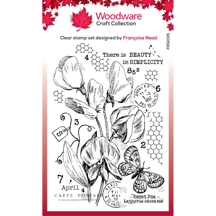 Woodware 4"X6" Clear Stamps Singles: Sweet Pea Postcard (FRS1035)