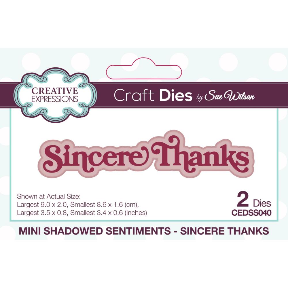 Creative Expressions Craft Dies: Sincere Thanks - Mini Shadowed Sentiment, By Sue Wilson (CEDSS040)