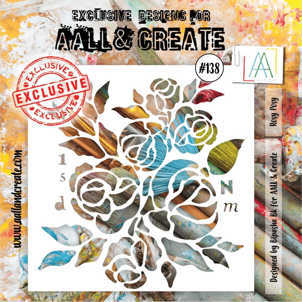 AALL And Create 6"X6" Stencil: Rosy Posy (ALLPC138)