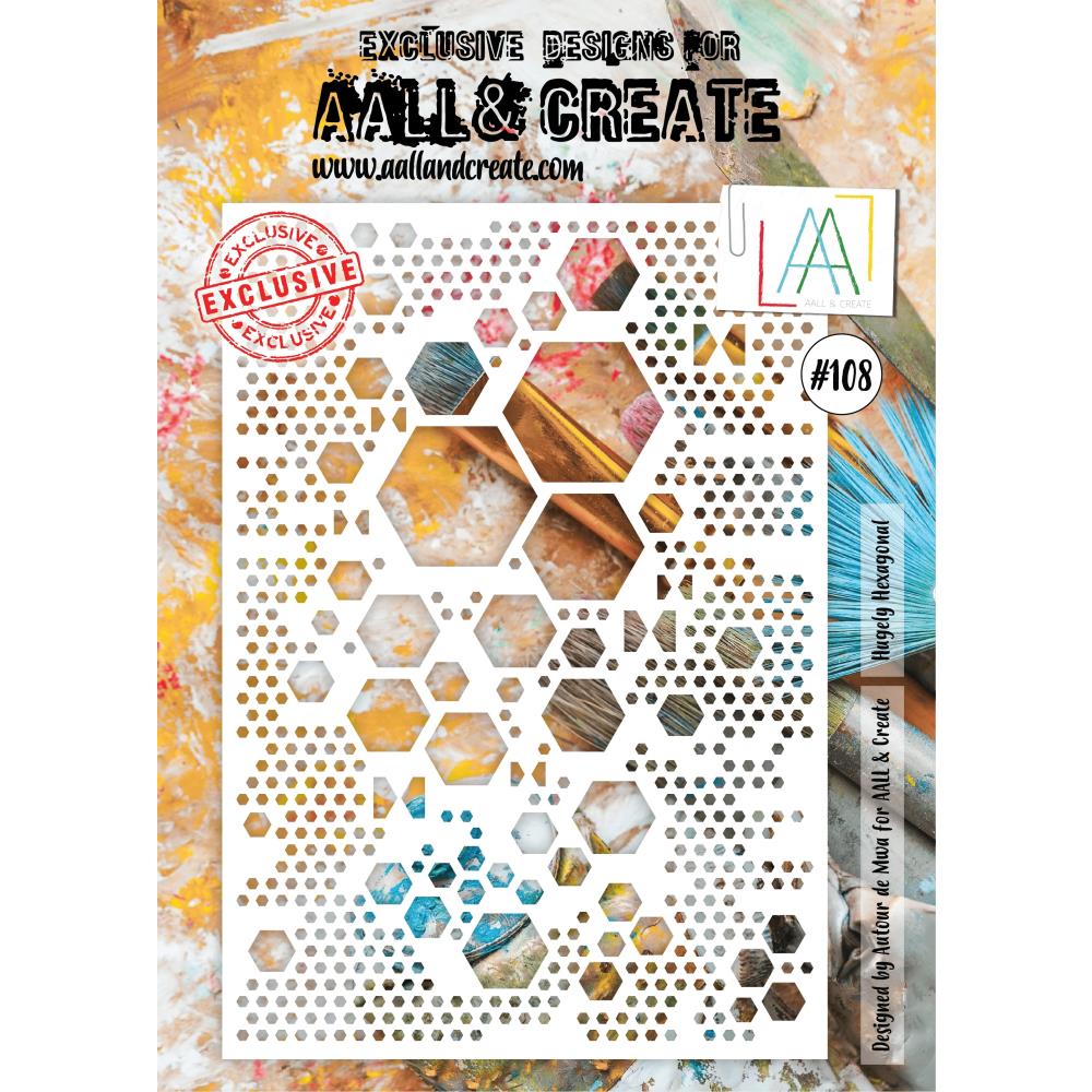 AALL And Create A4 Stencil: Hugely Hexagonal (ALLPC108)