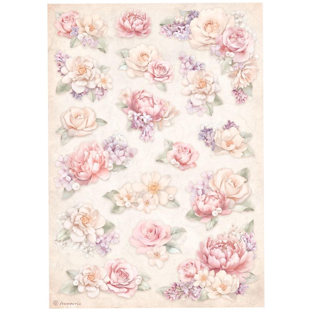 Stamperia Romance Forever A4 Rice Paper Sheet: Floral Background (DFSA4835)