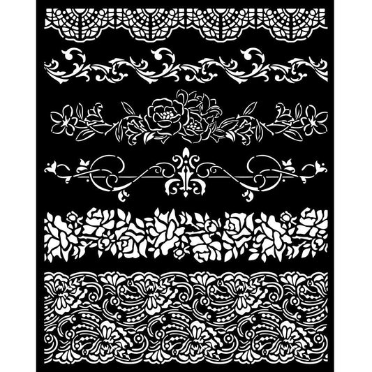 Stamperia Romance Forever 7.87"X9.84" Stencil: Borders (KSTD153)