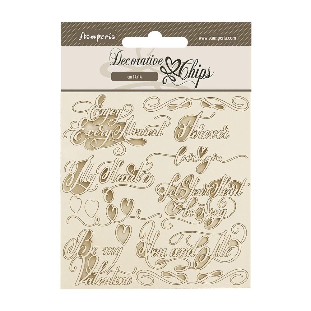 Stamperia Romance Forever 5.5"X5.5" Decorative Chips: Quotes (SCB202)