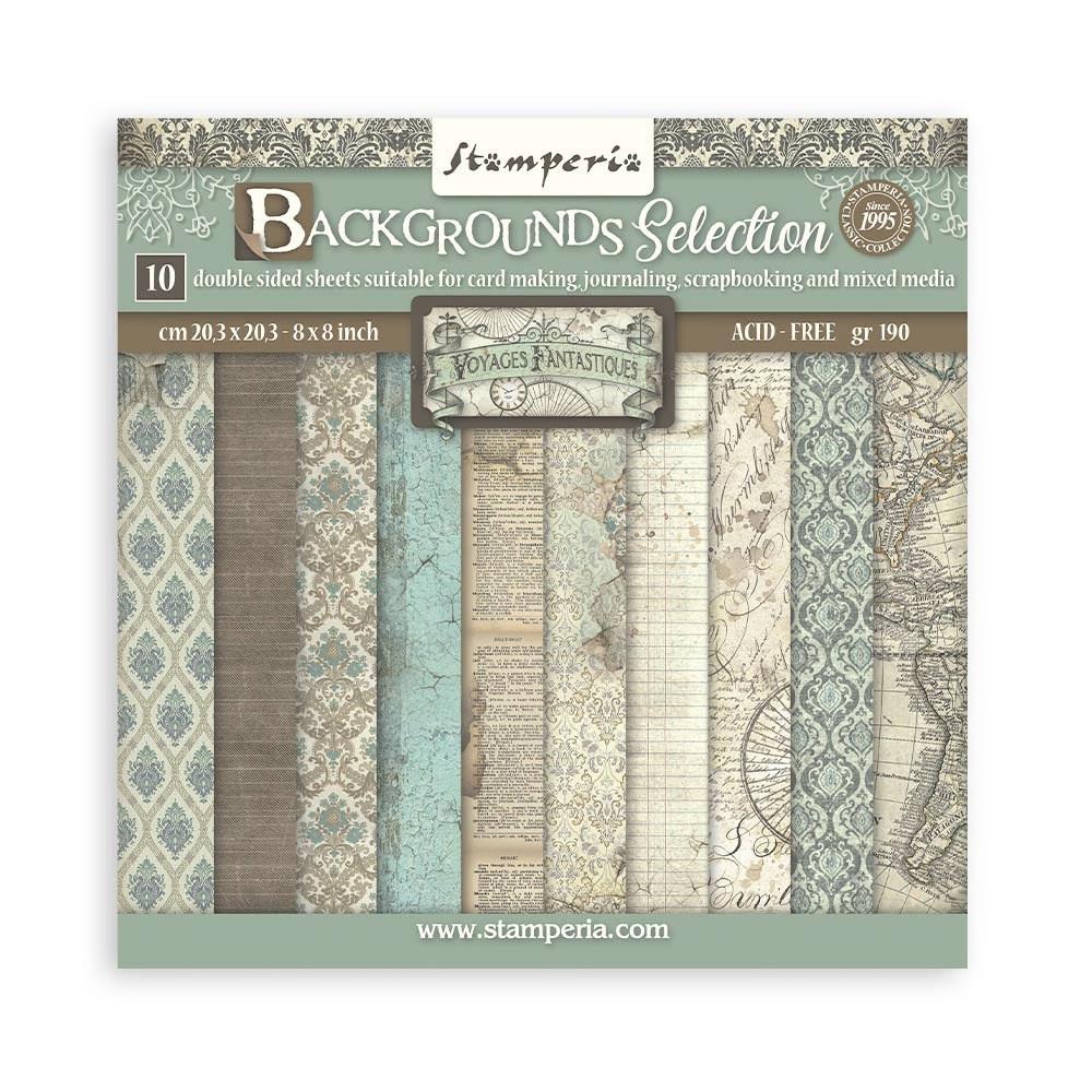 Stamperia Voyages Fantastiques 8"X8" Double-Sided Paper Pad: Backgrounds, 10/Pkg (SBBS97)