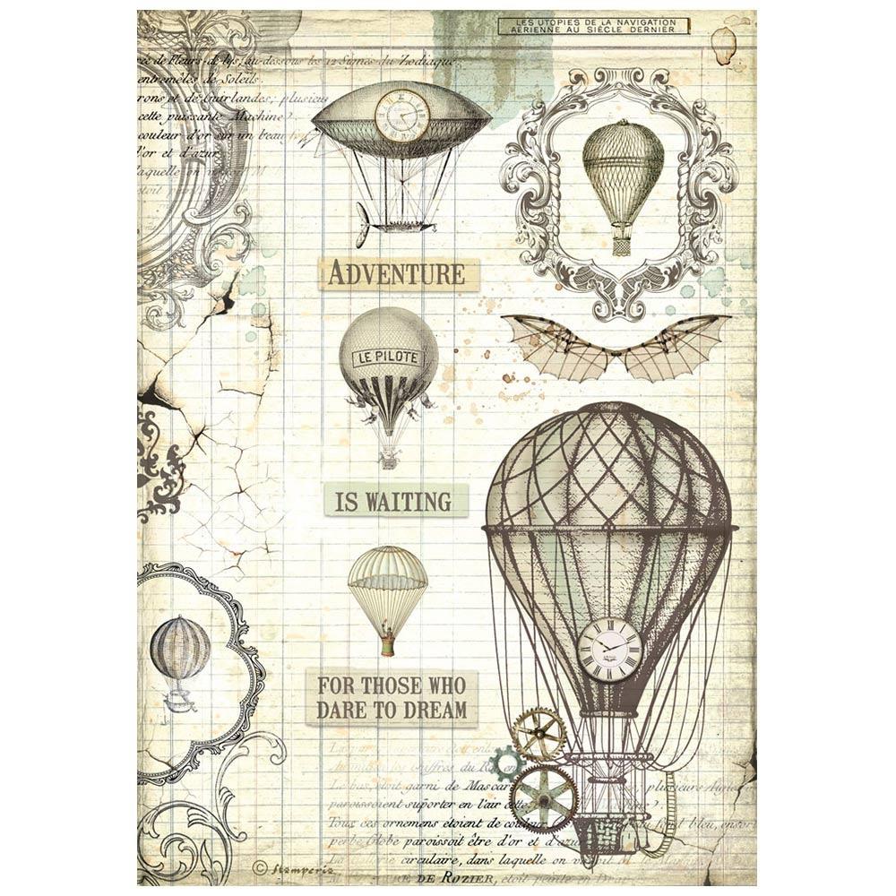 Stamperia Voyages Fantastiques A4 Rice Paper Sheet: Balloon (DFSA4837)