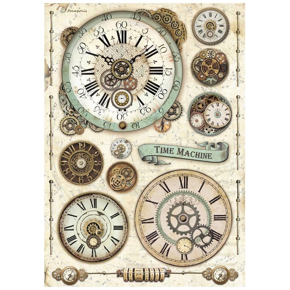 Stamperia Voyages Fantastiques A4 Rice Paper Sheet: Clock (DFSA4838)