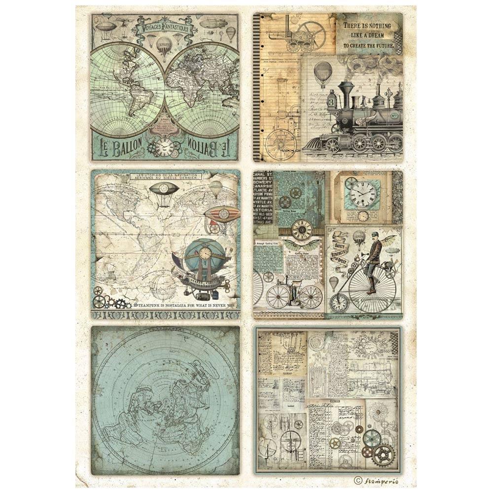 Stamperia Voyages Fantastiques A4 Rice Paper Sheet: 6 cards (DFSA4839)