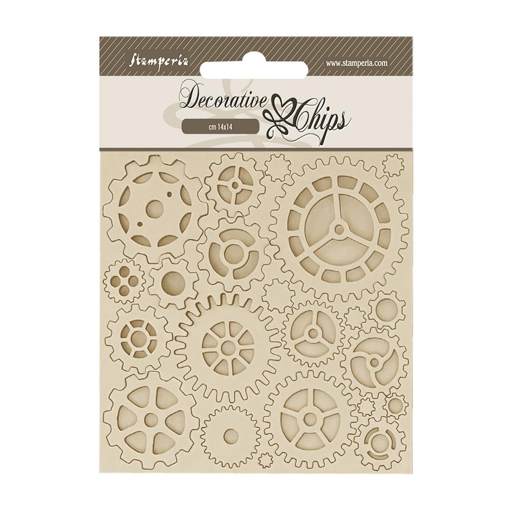 Stamperia Voyages Fantastiques 5.5"X5.5" Decorative Chips: Gears (SCB203)