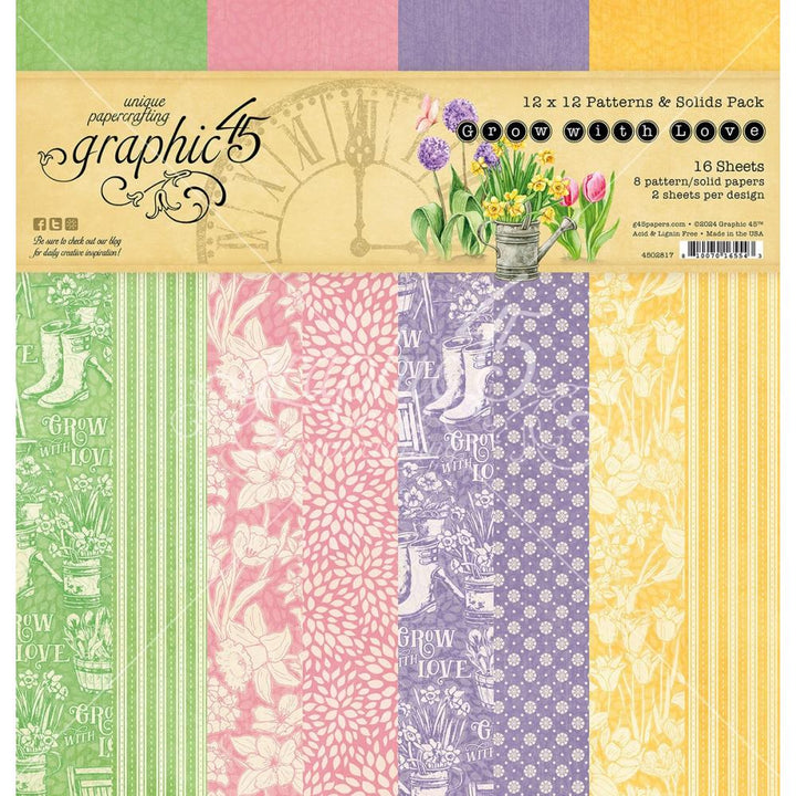 Graphic 45 Grow With Love 12"X12" Collection Pack: Patterns & Solids (G4502817)