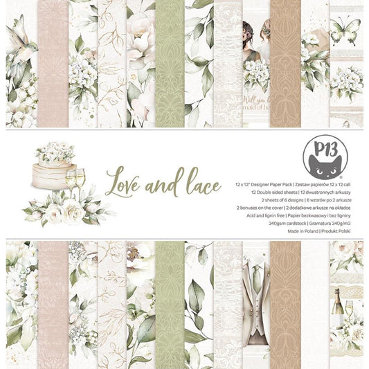 P13 Love And Lace 12"X12" Double-Sided Paper Pad, 12/Pkg (P13LAL08)