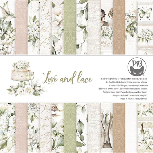 P13 Love And Lace 6"X6" Double-Sided Paper Pad, 24/Pkg (P13LAL09)