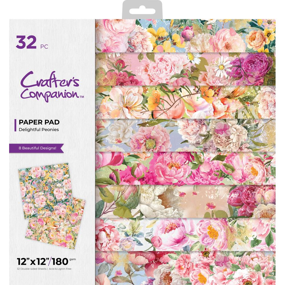 Crafter's Companion 12"X12" Paper Pad: Delightful Peonies (AD12DEPE)