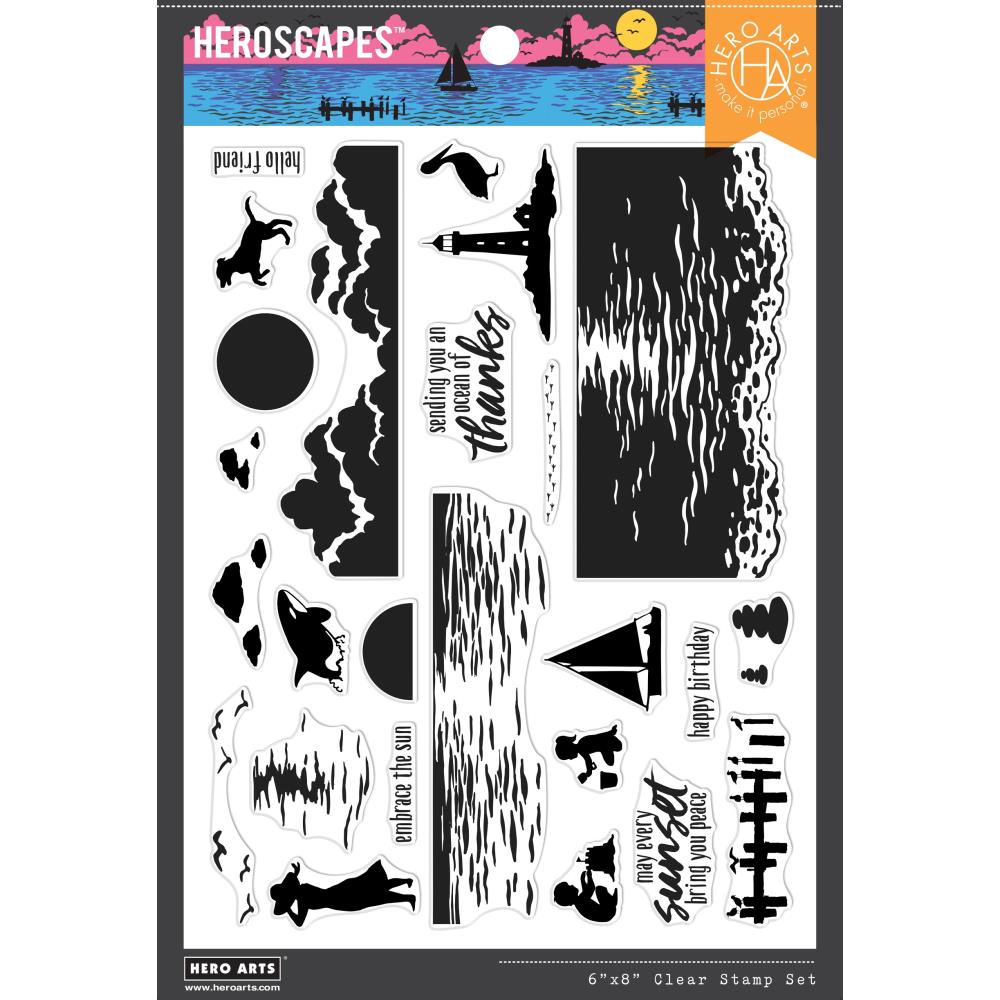 Hero Arts HeroScape 6"X8" Clear Stamps: Color Layering Sunset Over Waves (HACM751)