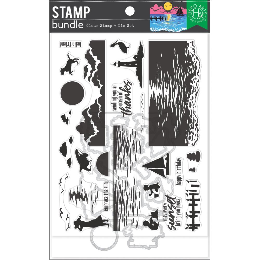 Hero Arts Clear Stamp & Die Combo: Color Layering Sunset Over Waves (HASB395)