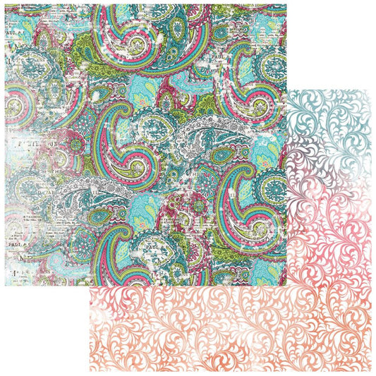 49 and Market Kaleidoscope 12"X12" Double-Sided Cardstock: Paisley Parade (49KAL1227068)