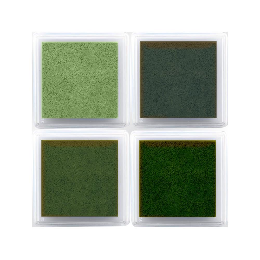 Crafter's Companion Violet Studio Mini Ink Pad Set: Tonal Green, 4/Pkg (SINK4010)