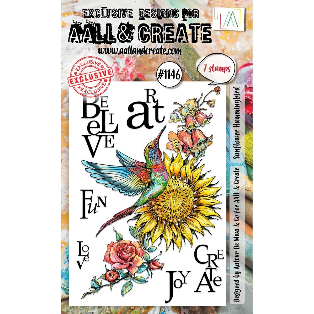 AALL And Create A6 Photopolymer Clear Stamp Set: Sunflower Hummingbird (LLTP1146)