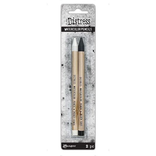 Tim Holtz Distress Watercolor Pencils, Black & White, 2/Pkg (TDH83573)