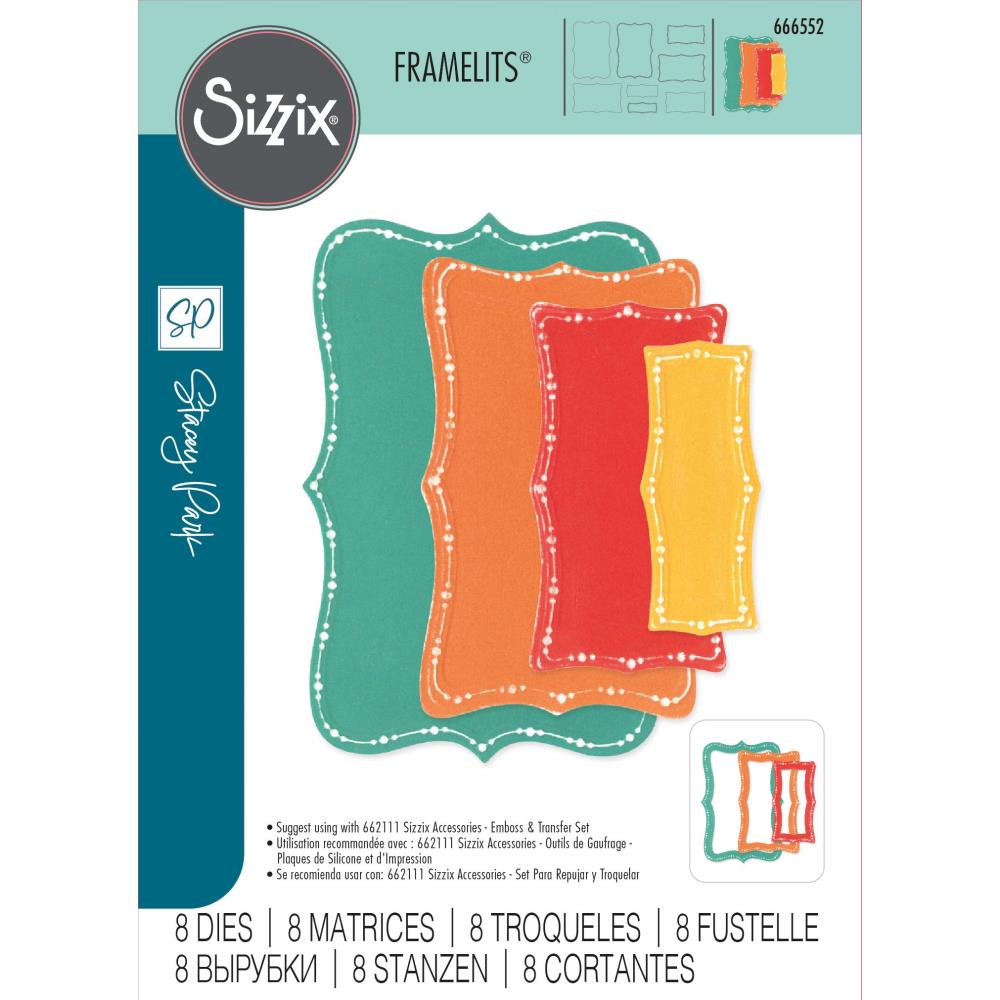 Sizzix Fanciful Framelits Die Set: Doris Dotted Top Note, 8/Pkg, By Stacey Park (666552)