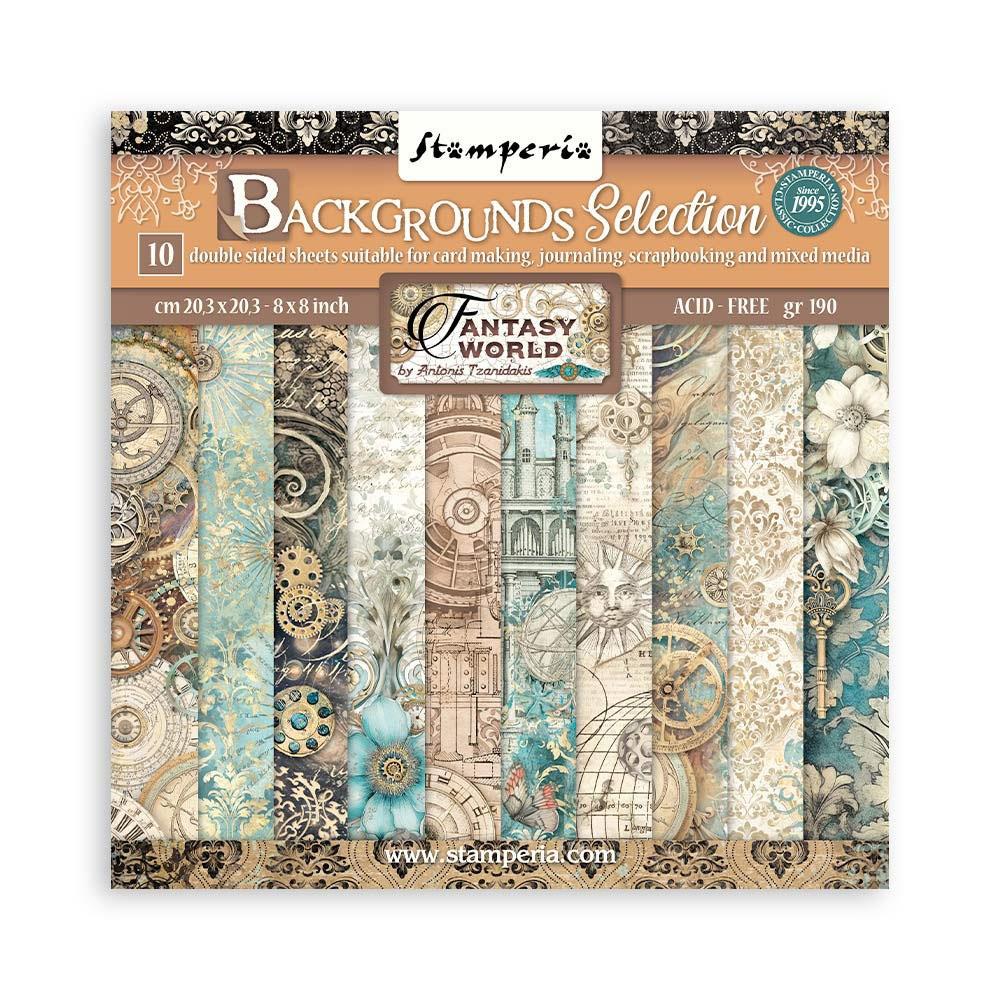 Stamperia Sir Vagabond In Fantasy World Backgrounds 8"X8" Double-Sided Paper Pad, 10/Pkg (SBBS99)