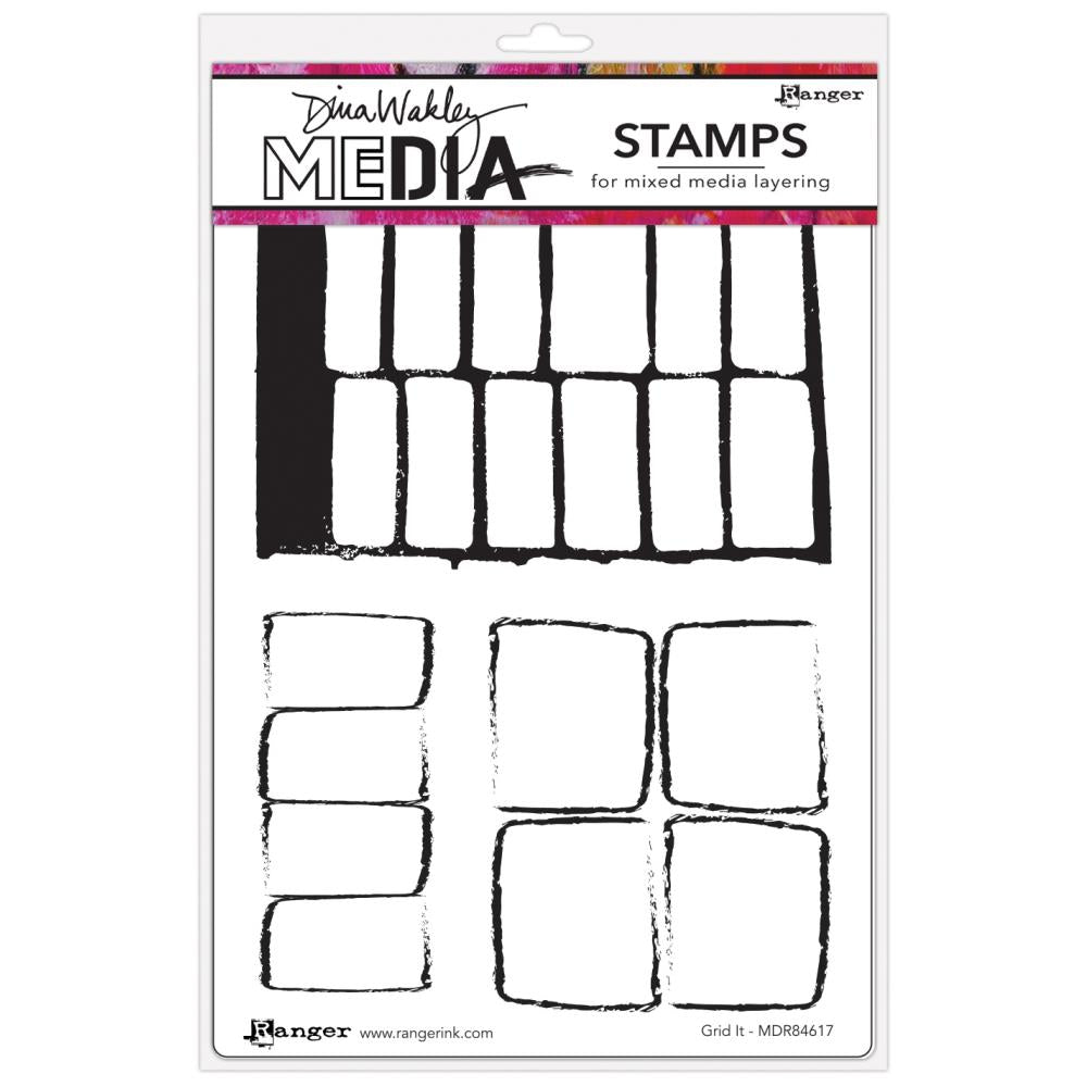 Dina Wakley Media 6"X9" Cling Stamps: Grid It (MDR1G3FK)