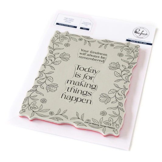 Pinkfresh Studio 4.25"X5.5" Cling Stamp Set: Making Things Happen (239124)