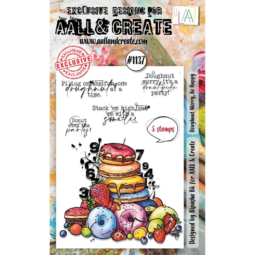 AALL And Create A6 Photopolymer Clear Stamp Set: Doughnut Worry, Be Happy (AALL-TP-1137)