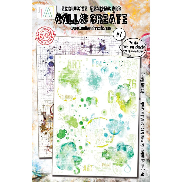 AALL And Create A5 Rub-Ons: Stainy Rainy (AALL-RO-007)