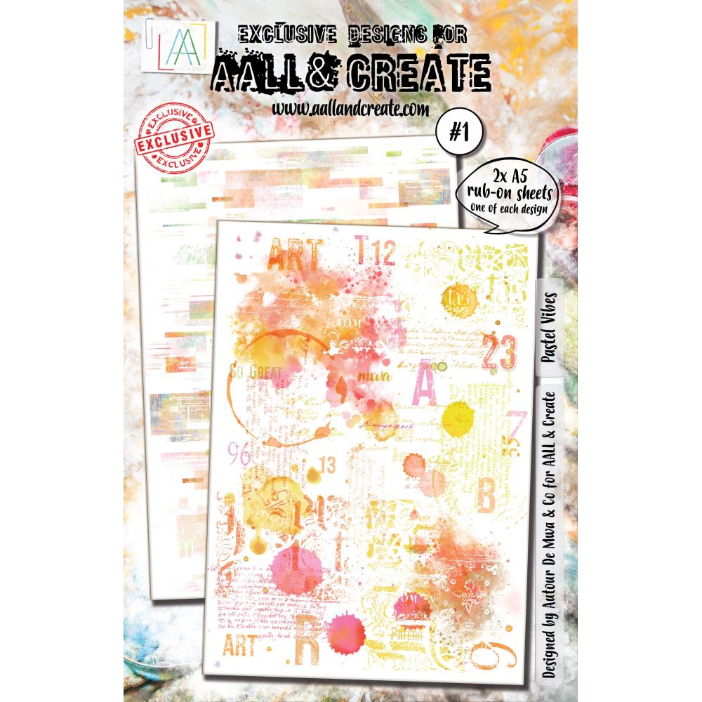 AALL And Create A5 Rub-Ons: Pastel Vibes (AALL-RO-001)