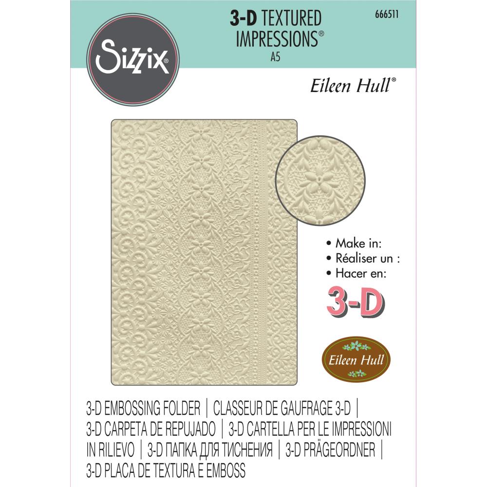 Sizzix 3D Textured Impressions: A5 Embossing Folder Lace, By Eileen Hull (666511)