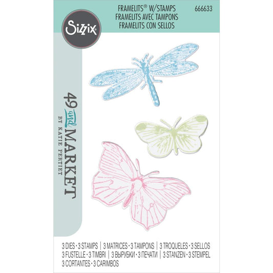 Sizzix/49 and Market Framelits Die & Stamp Set: Engraved Wings, 3/Pkg (666633)