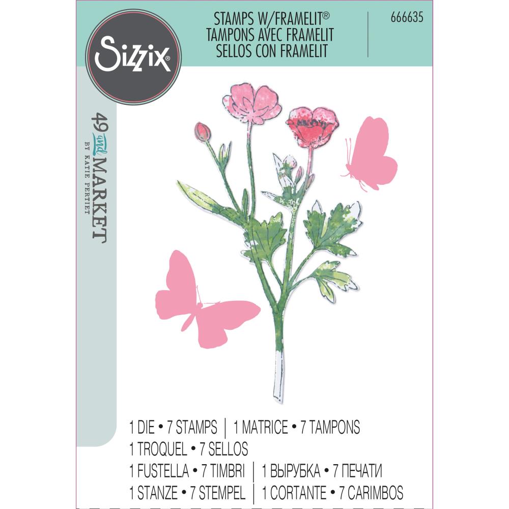 Sizzix/49 and Market Framelits Die & A5 Stamp Set, 8/Pkg (666635)