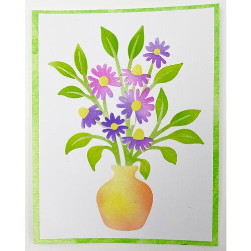Crafters Workshop 8.5"X11" 4-in-1 Layering Card Stencil: A2 Layered Flower Vase (TCW8.56027)