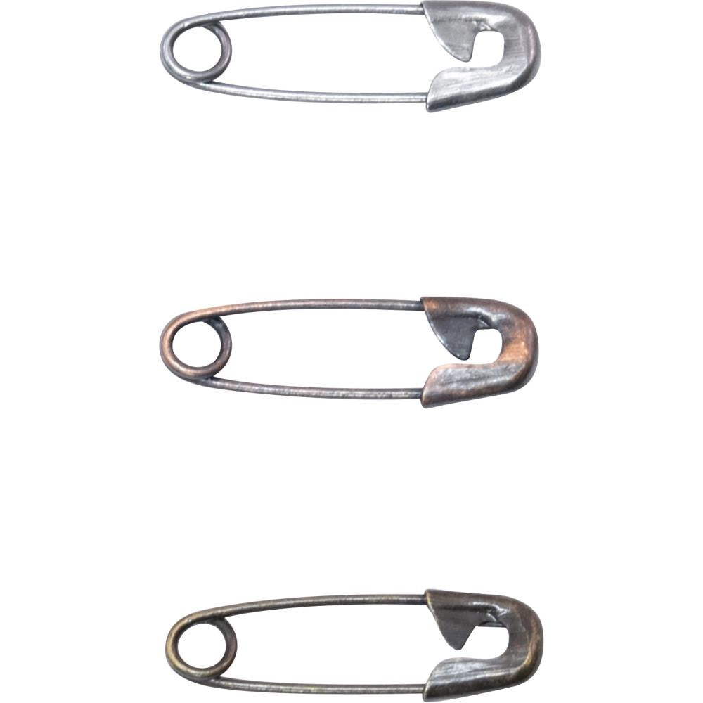 Tim Holtz Idea-Ology Mini Metal Safety Pins: 3 Colors, 48/Pkg (TH93790)