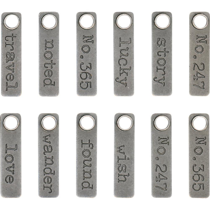Tim Holtz Idea-Ology .25"X1" Metal Story Sticks,12/Pkg (TH93680)