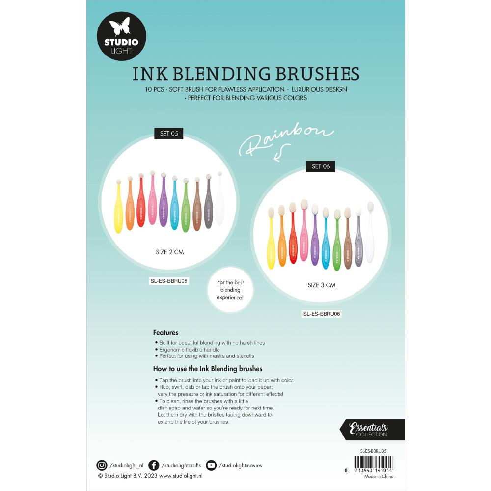 Studio Light Essentials 10mm Ink Blending Brushes, 10/Pkg (SLBBRU05)