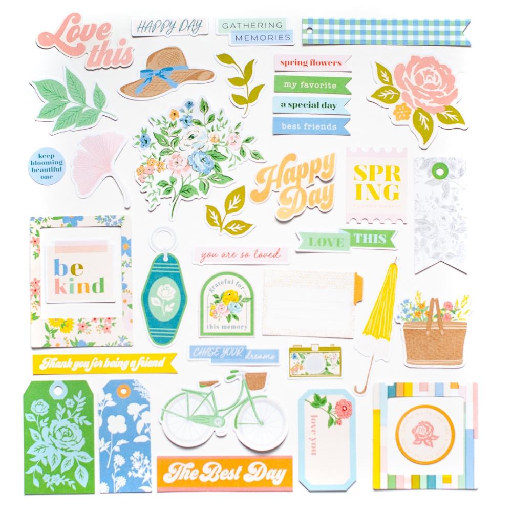Pinkfresh Studio Flower Market Cardstock Die-Cuts Ephemera Pack (PFFM5523)