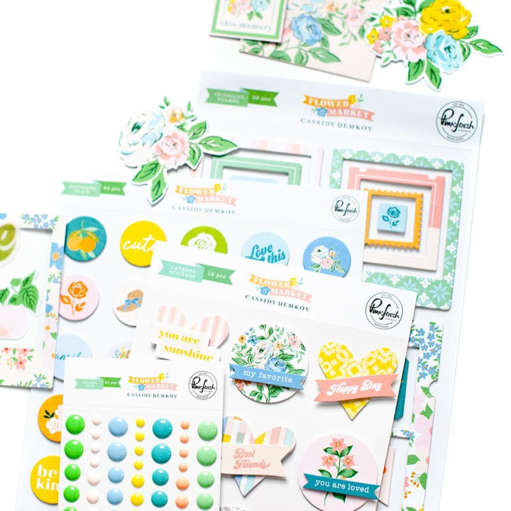 Pinkfresh Studio Flower Market Chipboard Frames Stickers (PFFM6323)