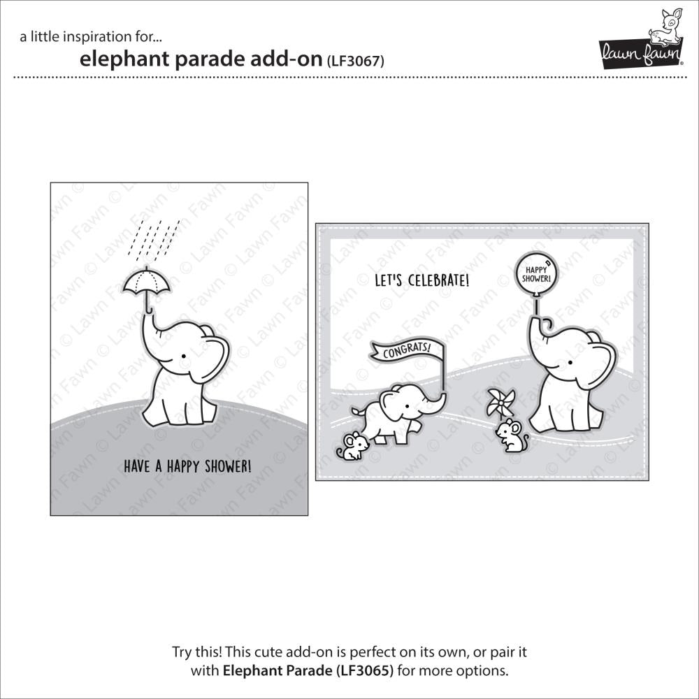 Lawn Fawn 3"X4" Clear Stamps: Elephant Parade Add-On (LF3067)
